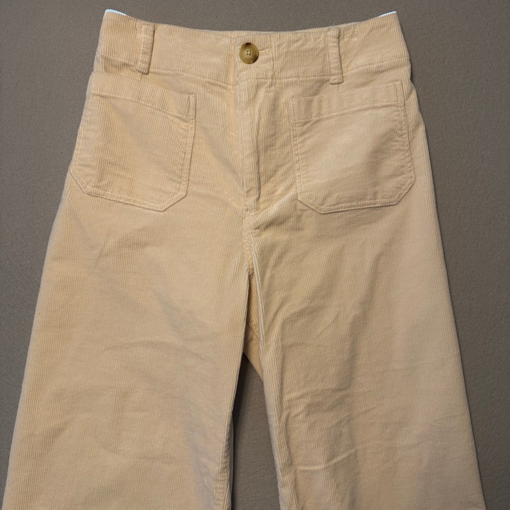 Maeve Colette Wide Leg Corduroy Pants Cream Womens Size 28 - Picture 3 of 13